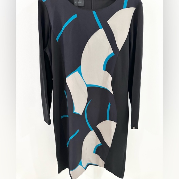 NWT Q | Neel Geo Print Dress Black Blue Size 14 - Picture 3 of 5